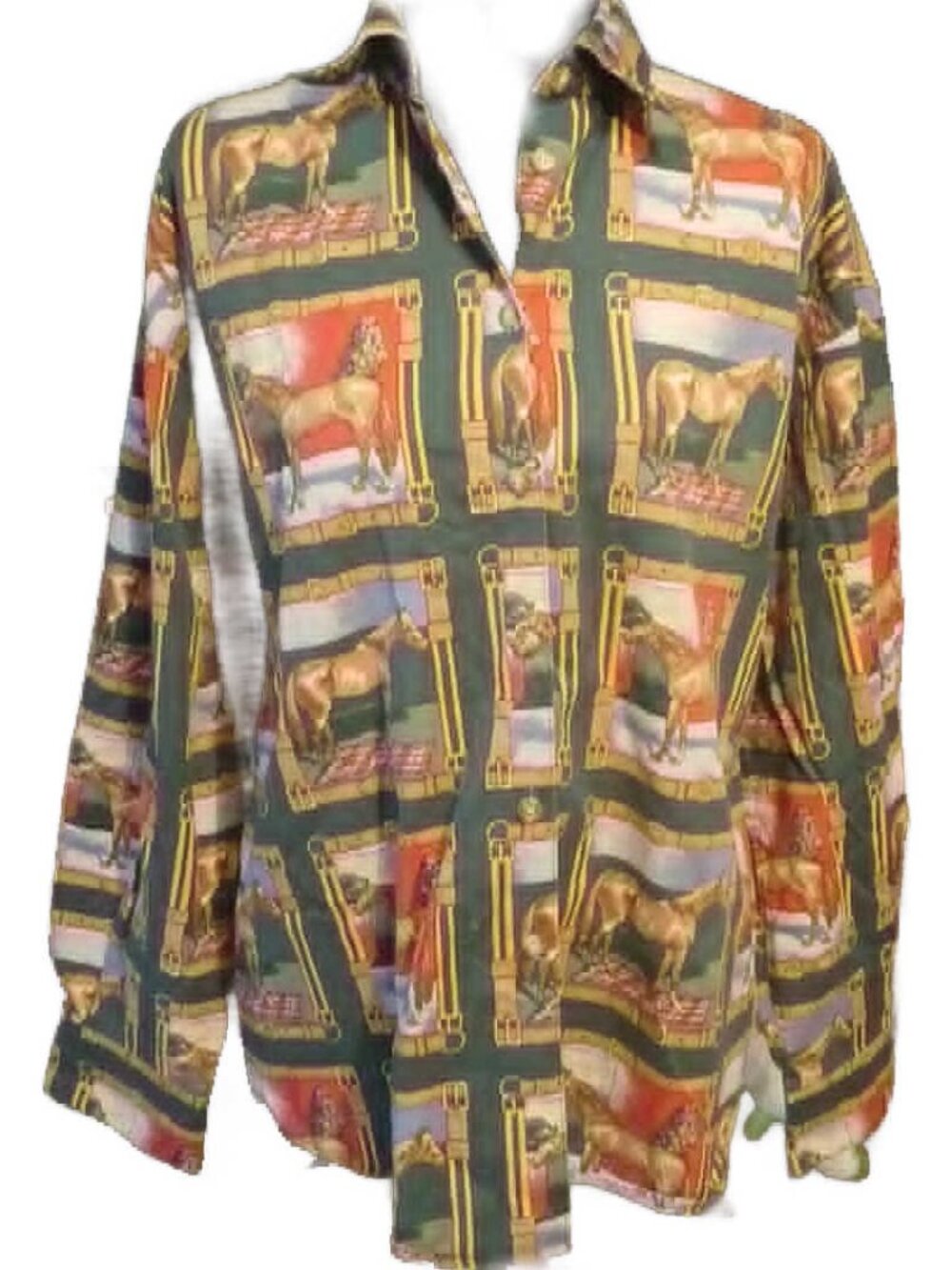 Vintage Bushwacker U.S.A. Horse Print Button-Up Shirt